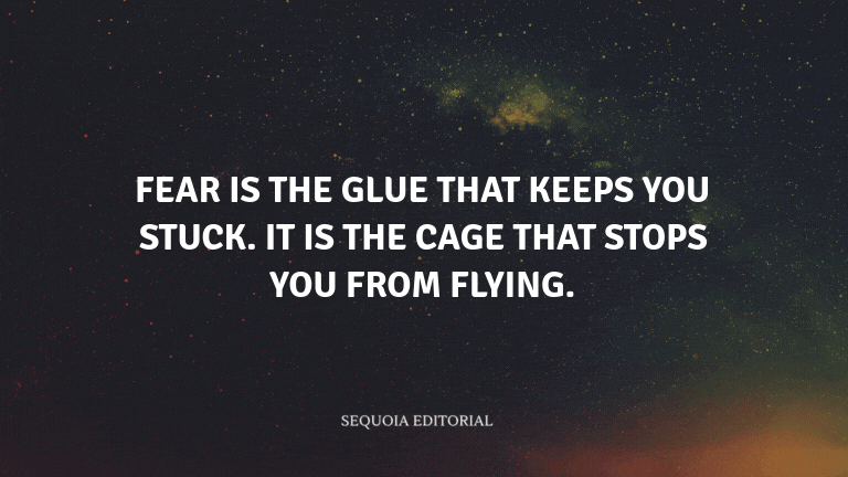Fear is the glue that keeps you stuck. It is the cage that stops you from flying.