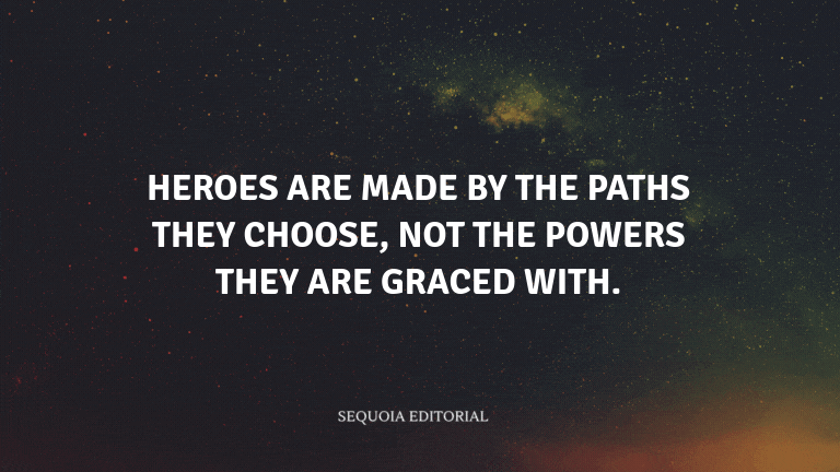 Heroes are made by the paths they choose, not the powers they are graced with.