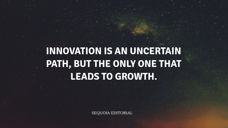 Innovation is an uncertain path, but the only one that leads to growth.
