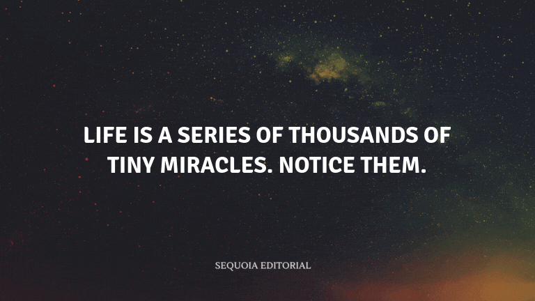 Life is a series of thousands of tiny miracles. Notice them.