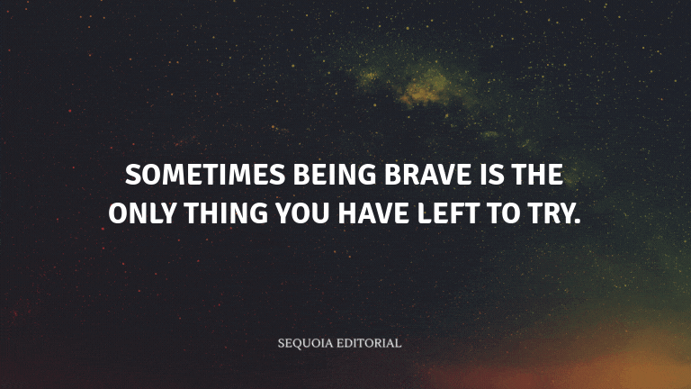 Sometimes being brave is the only thing you have left to try.