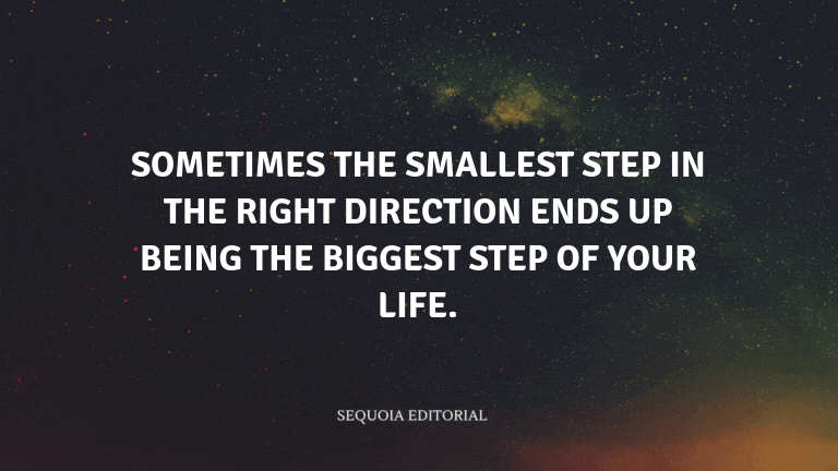 Sometimes the smallest step in the right direction ends up being the biggest step of your life.