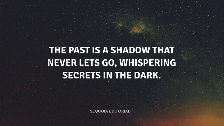 The past is a shadow that never lets go, whispering secrets in the dark.