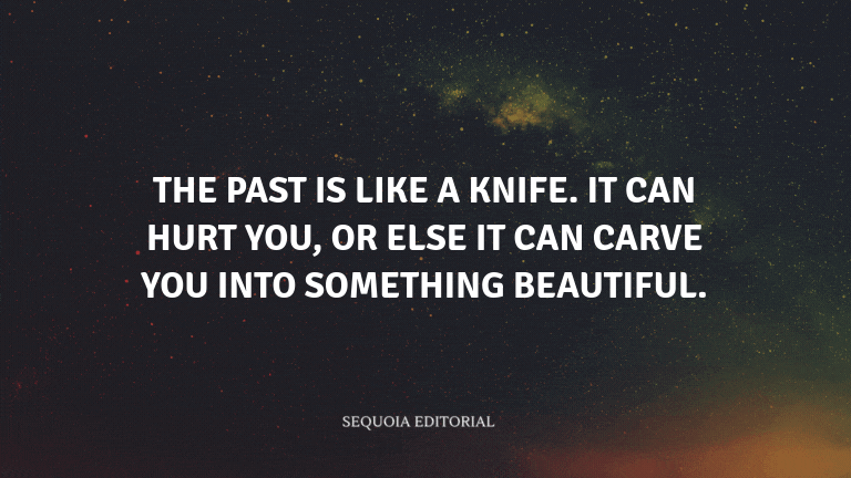 The past is like a knife. It can hurt you, or else it can carve you into something beautiful.