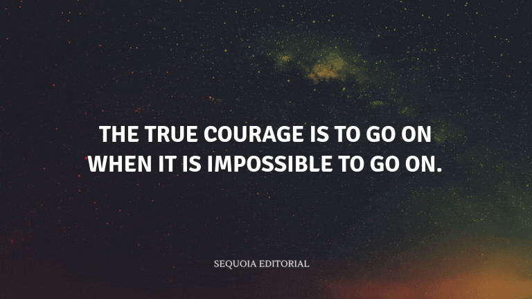 The true courage is to go on when it is impossible to go on.