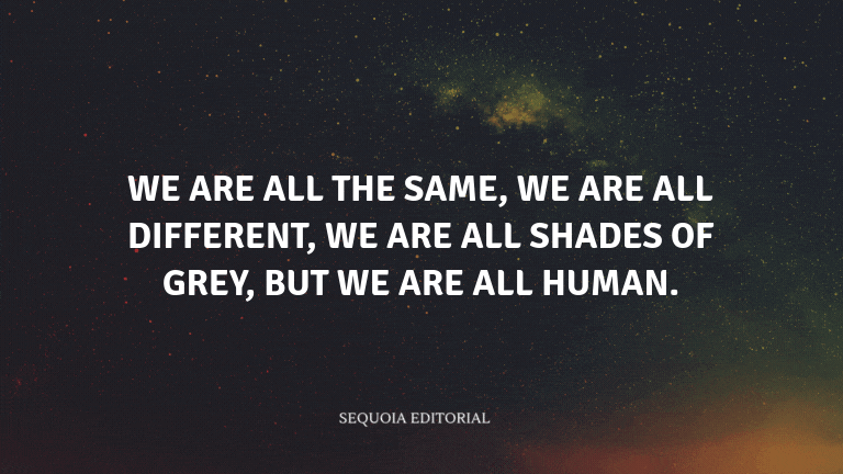 We are all the same, we are all different, we are all shades of grey, but we are all human.